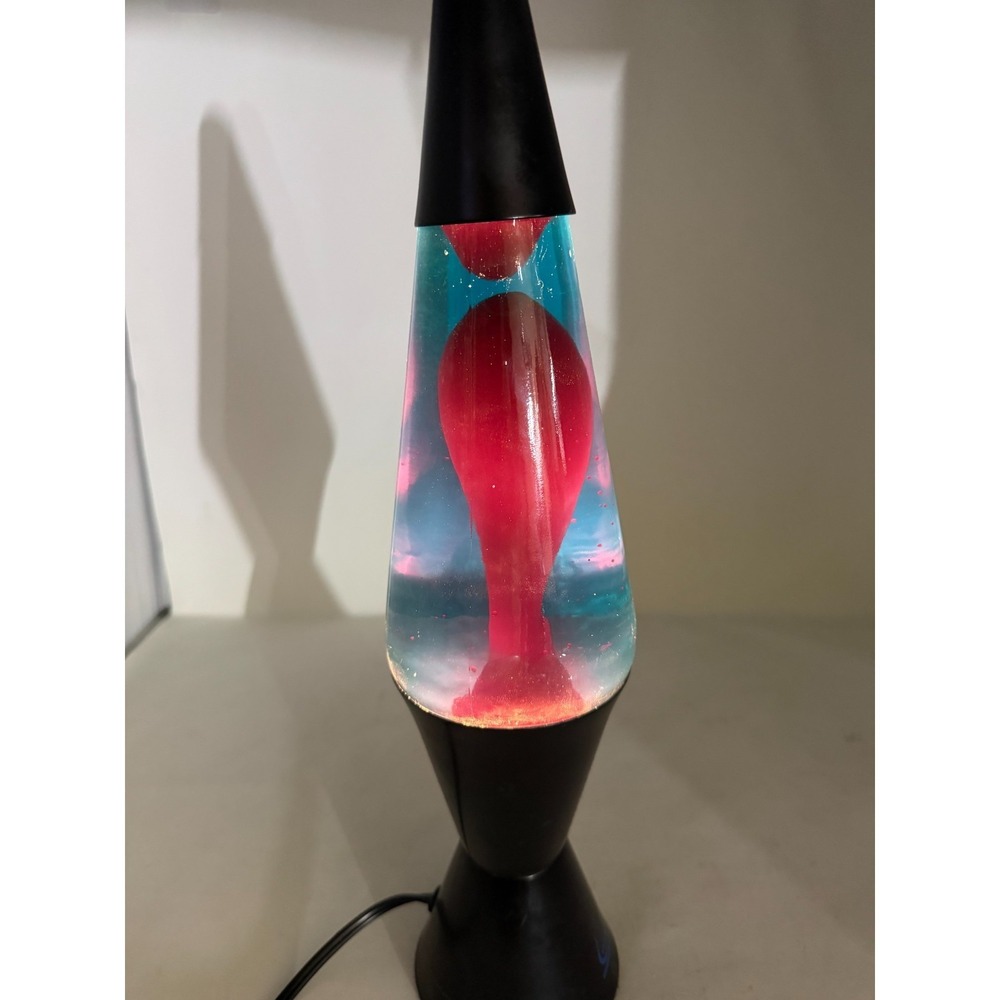 Vintage Lava Lite Premier Lamp Black Blue Liquid Red Wax Tested Working